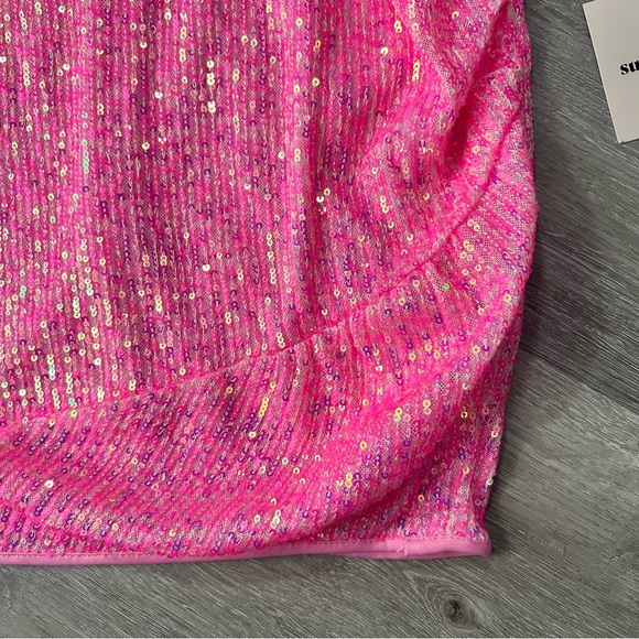 NWT Superdown Misty Sequin Embroidered Wrap Mini Skirt Pink Swiftie Small - Picture 7 of 10